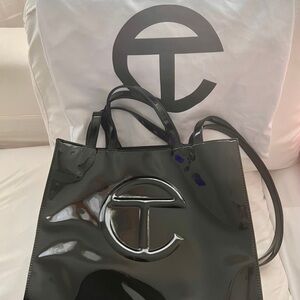 Patent Black Telfar Medium Shopping Bag